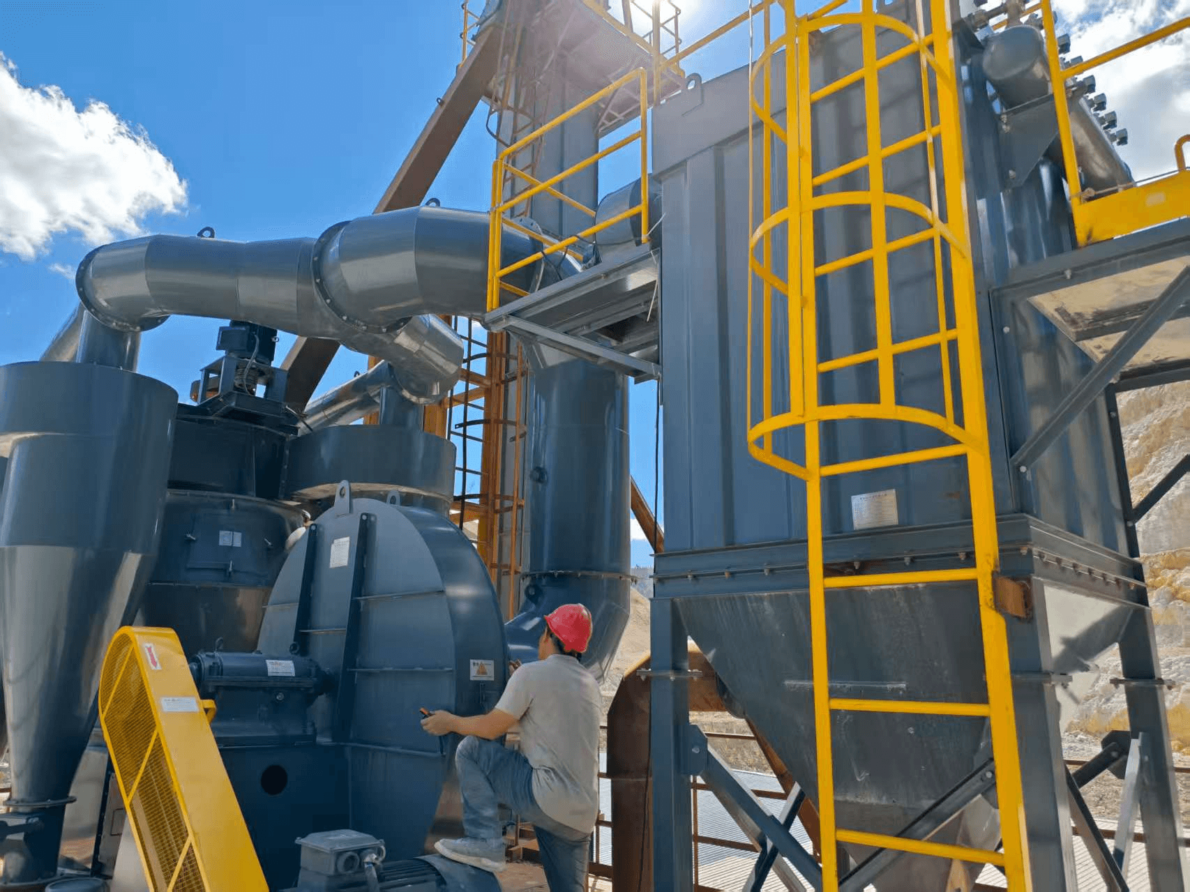 Powder classification system installed at an industrial site